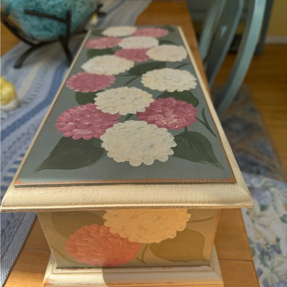 Floral Hand-Painted Decorative Wood Box
